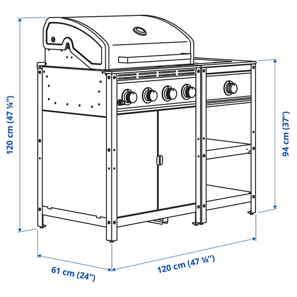 Il·lustració amb mesures del producte: GRILLSKÄR.