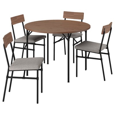 GRÖTÅN / GRÖTÅN Taula i 4 cadires, Pi pinyer tint marró/Tibbleby beix fosc, 105 cm