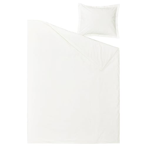 Una funda nòrdica de cotó HAMPFLOCKEL blanca amb funda de coixí, amb un disseny clàssic i un teixit de percal.
