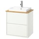 Tocador de bany HAVBÄCK blanc, lavabo rectangular, tapa de fusta, de paret.