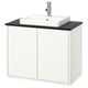 Armari de bany de paret blanc HAVBÄCK amb taulell negre, lavabo rectangular i disseny elegant.