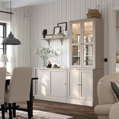 HAVSTA Emmagatzematge portes corredisses, beix grisenc, 202x47x212 cm