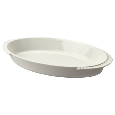 Plat ovalat de ceràmica blanca HÖSTAGILLE, acabat brillant, ideal per servir cassoles i rostits.