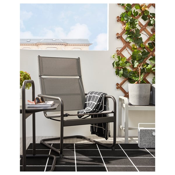 HUSARÖ Butaca, exterior, gris fosc IKEA