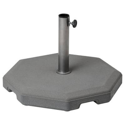 Base de para-sol HUVÖN, gris, formigó octogonal amb pal d'acer inoxidable, inclou nanses per facilitar el moviment.