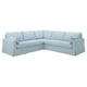 Sofà cantoner HYLTARP blau clar, suau i còmode amb línies netes, perfectament format per relaxar-se acollidorament.