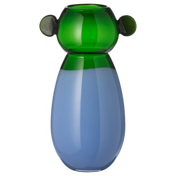 IKEA PS 2026 Gerro, vidre/blau/verd, 38 cm