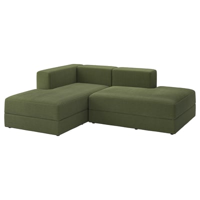 Sofà seccional JÄTTEBO verd amb chaise. Seient modern, còmode, ampli, seients profunds, línies netes.