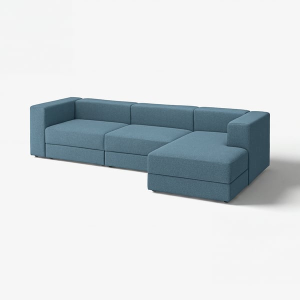Sofà seccional JÄTTEBO, blau, modern, disseny modular amb emmagatzematge.