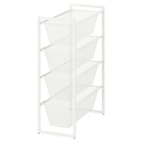 Emmagatzematge de metall blanc JONAXEL, cistelles de malla de 4 nivells, organitzador elegant.