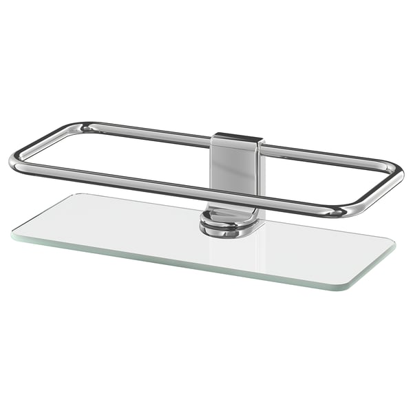 Prestatgeria de bany cromada KALKGRUND - vidre rectangular i metall