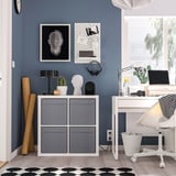 KALLAX Prestatgeria, blanc/dröna gris fosc, 77x39x77 cm