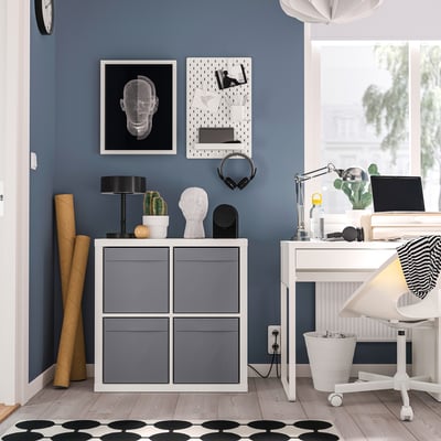 KALLAX Prestatgeria, blanc/dröna gris fosc, 77x39x77 cm