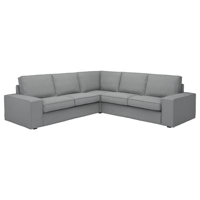 Sofà gris en forma de L KIVIK, disseny modern, teixit suau, coixins profunds.