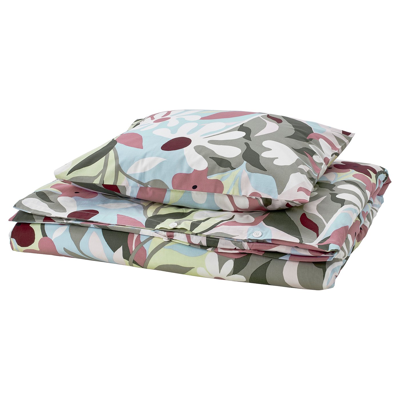 Joc de llit KORSKOVALL, estampat floral multicolor suau, plegat, 80% cotó, 20% viscosa.