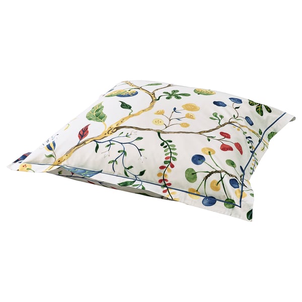 KRONBUSKE Funda de coixí, beix clar/estampat de flors, 65x65 cm