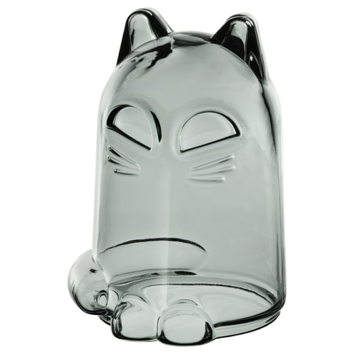 KUSTFYR: làmpada de vidre gris en forma de gat, bonica i decorativa, de disseny semblant a un xiulet, adequada per regalar.