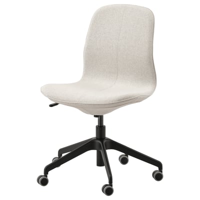 LÅNGFJÄLL: elegant cadira d'oficina blanca amb alçada ajustable, suport lumbar i rodes suaus per a la comoditat i la facilitat de moviment.