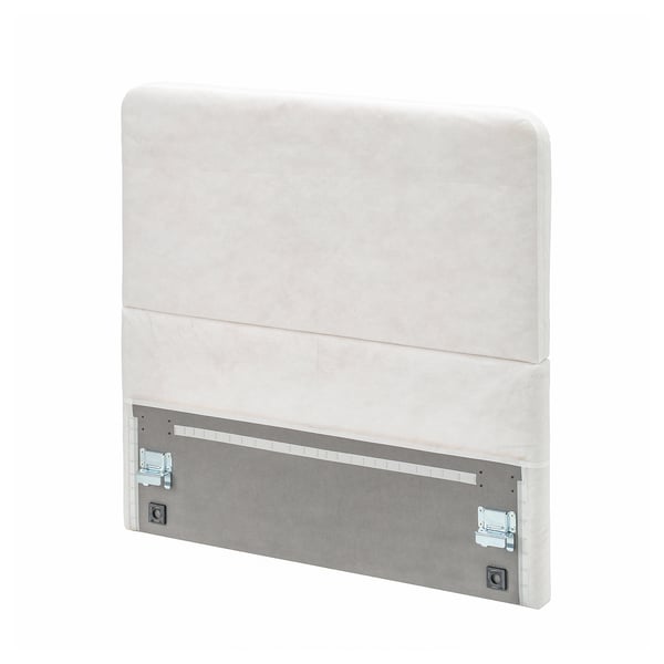 Un capçal LAXHÖJDEN blanc, fet de fusta i tela, rectangular amb un disseny senzill.