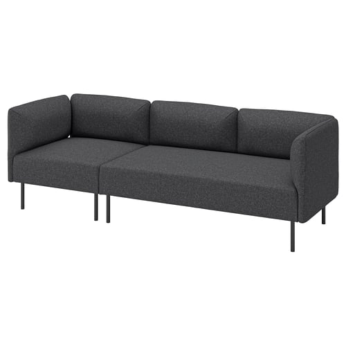 LILLEHEM Sofà modular 3 places, Gunnared/gris fosc metall