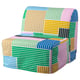 Cadira llit convertida amb patró de ratlles multicolor, funda de cotó, construcció d'acer i escuma.