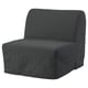 Cadira-llit convertible lycksele gris fosc, disseny modern i elegant, teixit entapissat suau, seient i respatller quadrats.