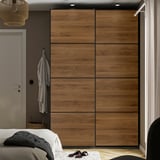 MEHAMN 2 portes corredisses, negre/de dues cares noguera, 150x236 cm