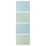 Panells MEHAMN: laterals blau clar/verd, taulers de fibra, rectangulars.