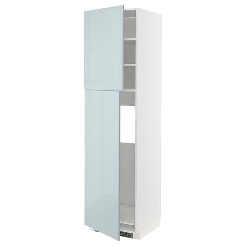 Armari alt blanc Ikea METOD amb portes blau clar, acabat brillant.