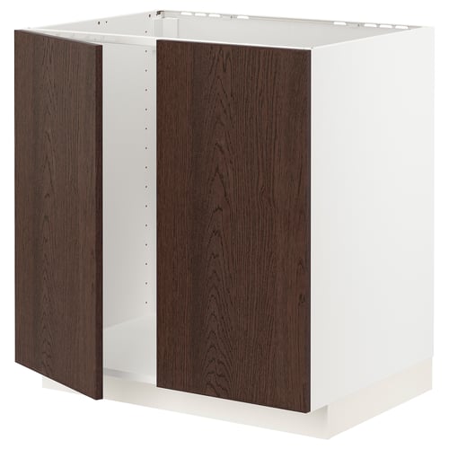 Moble de cuina Ikea METOD, blanc i marró fosc, rectangular, disseny modern.