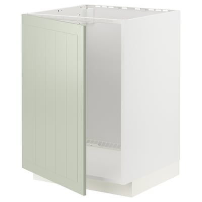 Armari de cuina METOD blanc amb panell verd, prestatgeria de filferro.