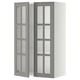 Armari de cuina Ikea METOD, portes de vidre gris, rectangulars, resistents amb vores bisellades.