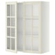 Unitat de cuina Ikea METOD, blanc trencat, portes de vidre, panells quadrats, prestatges regulables.