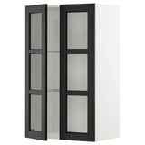Armari de cuina METOD en blanc i negre amb portes de vidre i vores bisellades.