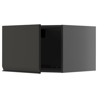 Armari de cuina negre, disseny modern, acabat mat, forma quadrada, tirador integrat.