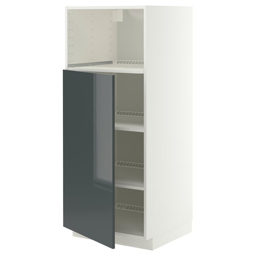 METOD Armari alt electrodom. integrats, blanc/Kallarp gris fosc verd d'alta lluentor, 60x60x140 cm