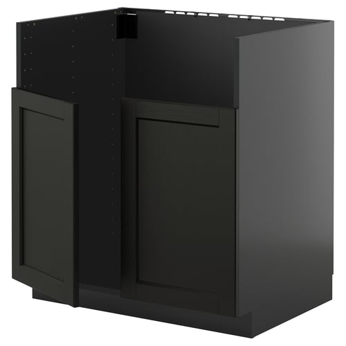 Armari METOD negre, moble de cuina modern amb porta de freixe tenyit fosc, textura de fusta, forma rectangular.