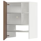 Moble de cuina modern, blanc amb porta de noguera. Prestatges ajustables i marc resistent.