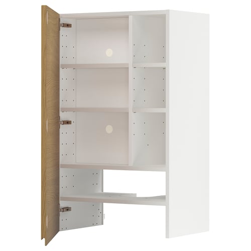 Moble de cuina METOD, blanc, mànec de fusta, forma rectangular, disseny minimalista.