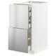Modern moble de cuina METOD blanc amb frontals d'acer inoxidable, disseny elegant i diversos calaixos.
