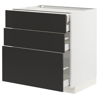 Moble de cuina METOD amb 3 calaixos negres, disseny modern, robust i elegant.