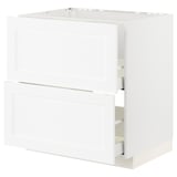 Armari METOD blanc amb veta de fusta, rectangular, tres prestatges oberts.