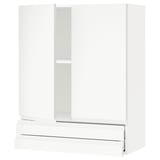 Moble de cuina blanc modern amb un disseny elegant i minimalista i frontals de calaixos llisos, amb dues portes i un prestatge ajustable.
