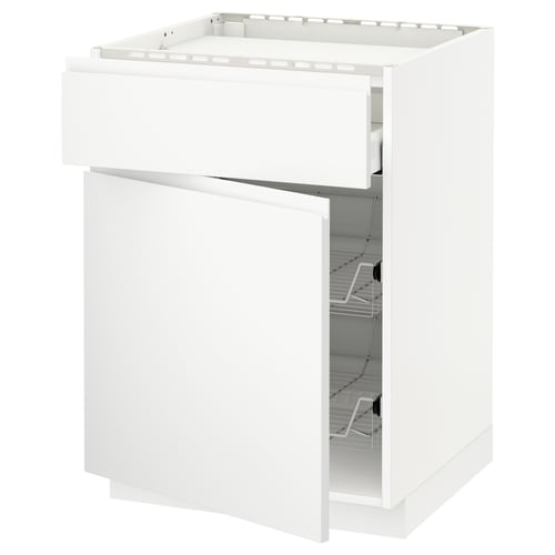 Armari de cuina METOD en blanc, disseny modern, amb prestatges regulables i sistema de calaixos llisos.