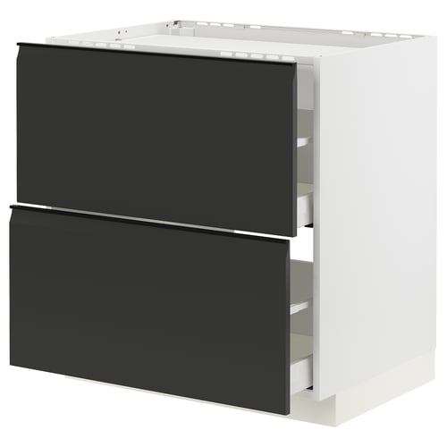 Moble de cuina METOD modern amb tiradors negres, cos blanc, forma rectangular i disseny elegant.