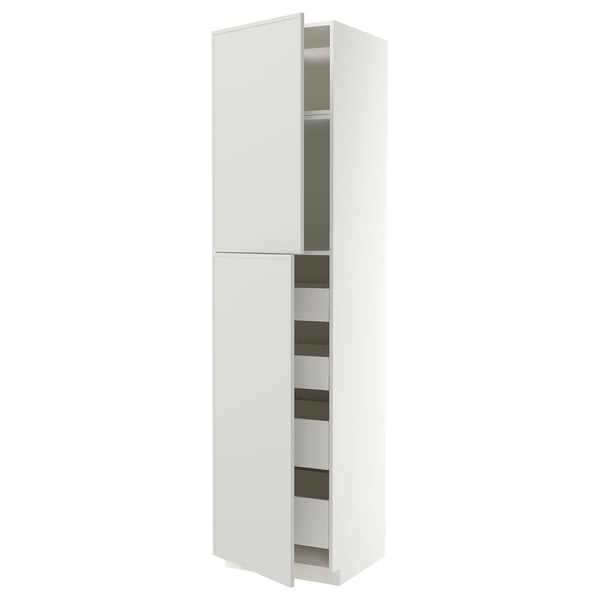 METOD / MAXIMERA Armari alt 2 portes 4 calaixos, blanc/Aspudden gris clar, 60x60x240 cm