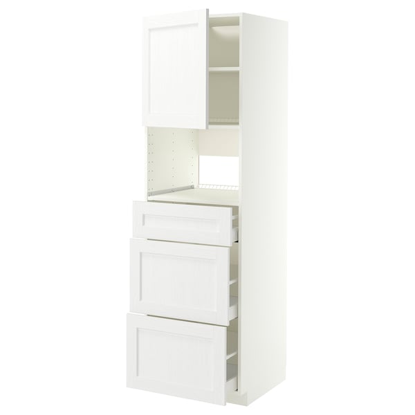 METOD / MAXIMERA Armari alt electrodom. integrats, blanc Enköping/blanc efecte fusta, 60x60x200 cm
