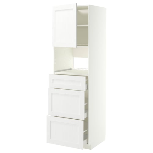 METOD / MAXIMERA Armari alt electrodom. integrats, blanc Enköping/blanc efecte fusta, 60x60x200 cm