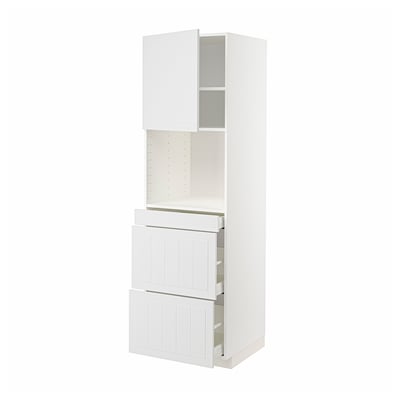Moble de cuina ikea METOD blanc amb calaixos oberts i prestatgeria.