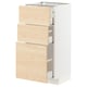 Moble de cuina METOD: calaixos de cendres blancs i clars, 3 calaixos, rectangulars.